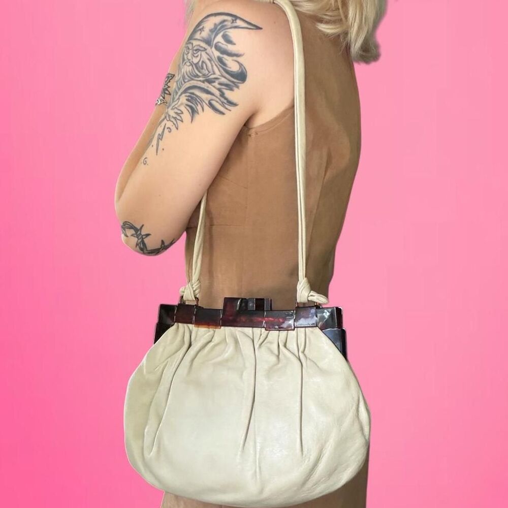 vintage bamberger italian leather handbag